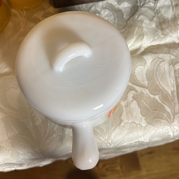 1970´s Avon Patchwork Print Milk Glass Candle Holder/Trinket Dish Soup Mug - Picture 6 of 11